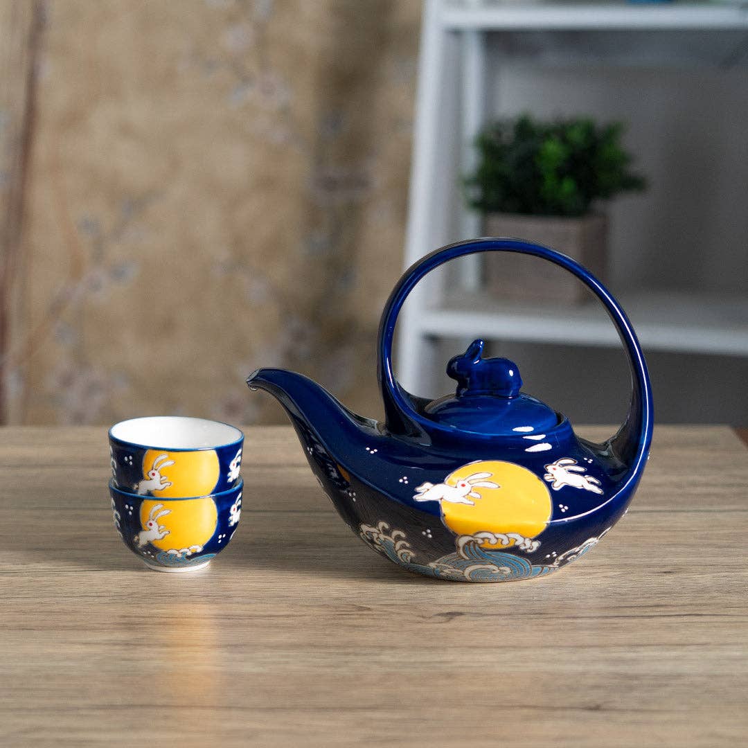 Moon Rabbit Tea Set 22oz Tea Pot with 2 Cups