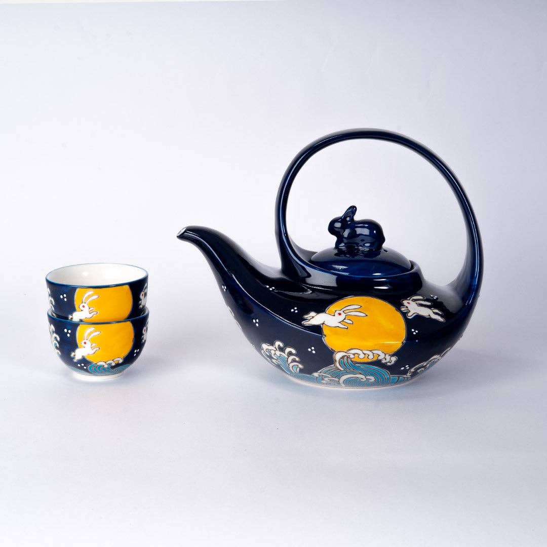 Moon Rabbit Tea Set 22oz Tea Pot with 2 Cups