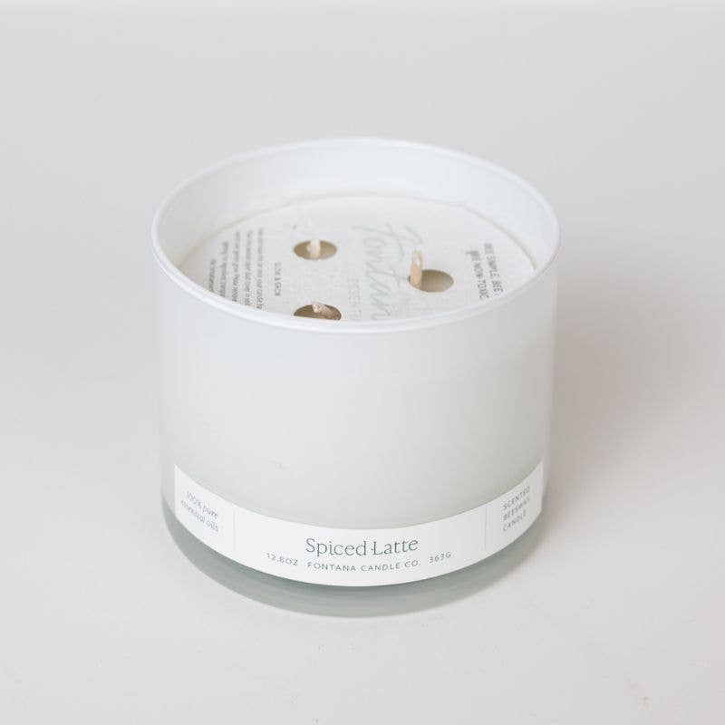 Fontana Spiced Latte Essential Oil Beeswax 3 Wick Candle: Non-Toxic