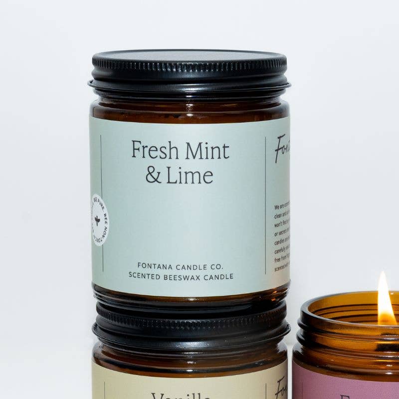 Fontana Fresh Mint & Lime Beeswax & Essential Oil Jar Candle