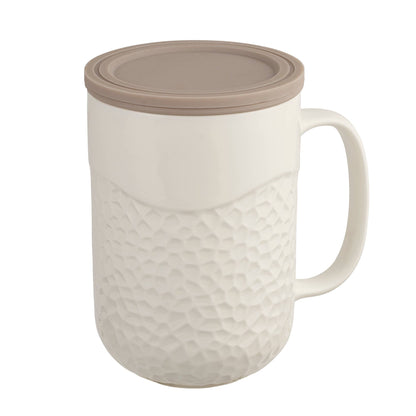 White Coral 15oz Tea Mug with infuser and lid