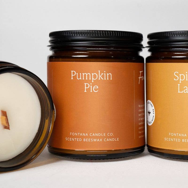 Fontana Pumpkin Pie Essential Oil Beeswax Jar Candle: Non-Toxic