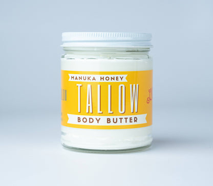 9oz Manuka Honey & Rosehip Tallow Body Butter