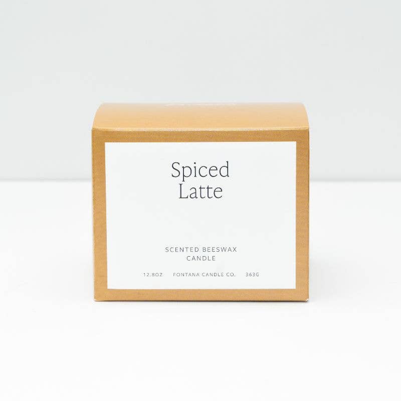 Fontana Spiced Latte Essential Oil Beeswax 3 Wick Candle: Non-Toxic