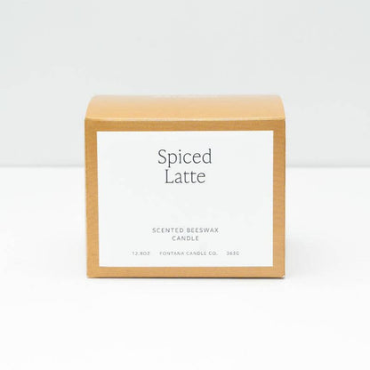 Fontana Spiced Latte Essential Oil Beeswax 3 Wick Candle: Non-Toxic