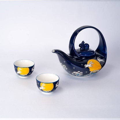 Moon Rabbit Tea Set 22oz Tea Pot with 2 Cups