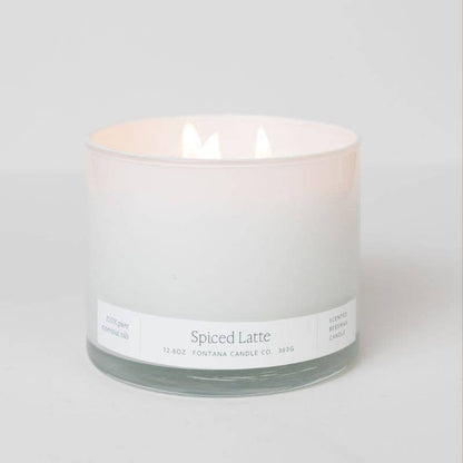 Fontana Spiced Latte Essential Oil Beeswax 3 Wick Candle: Non-Toxic
