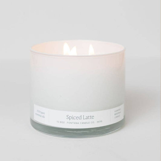 Fontana Spiced Latte Essential Oil Beeswax 3 Wick Candle: Non-Toxic