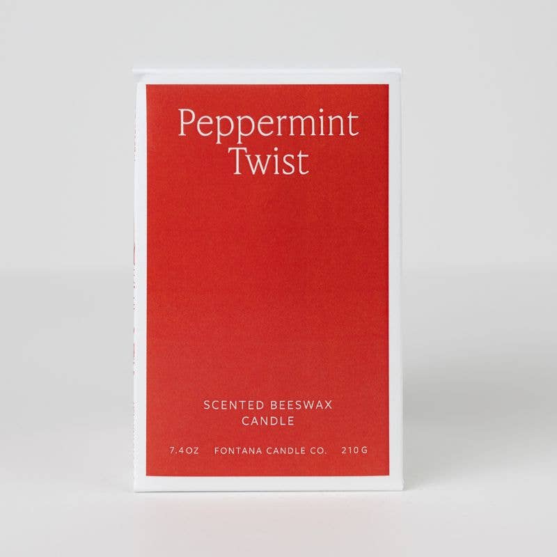 Fontana Peppermint Twist Essential Oil Beeswax Jar Candle: Non-Toxic