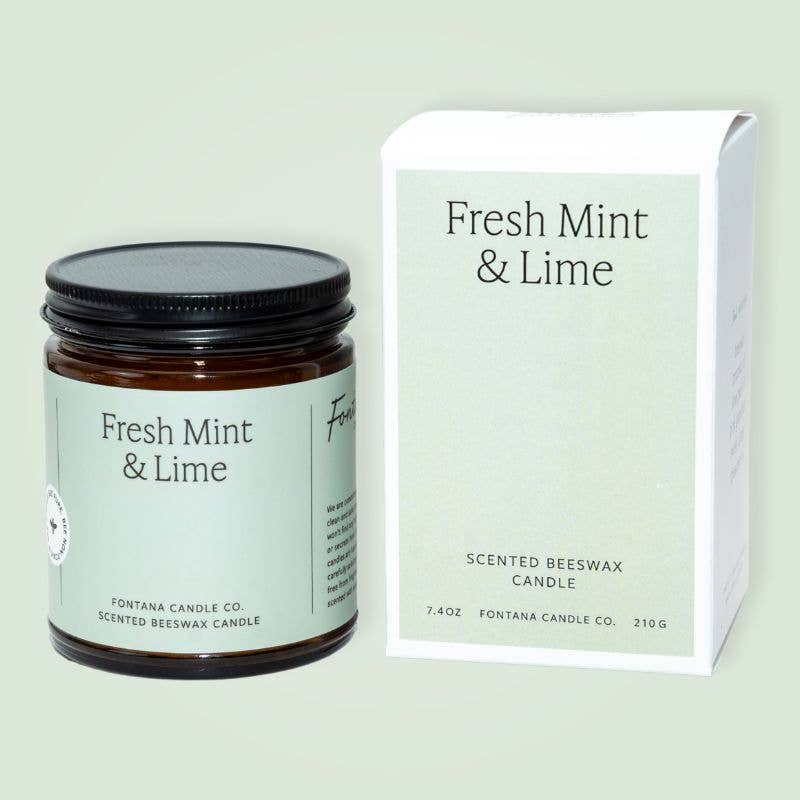 Fontana Fresh Mint & Lime Beeswax & Essential Oil Jar Candle
