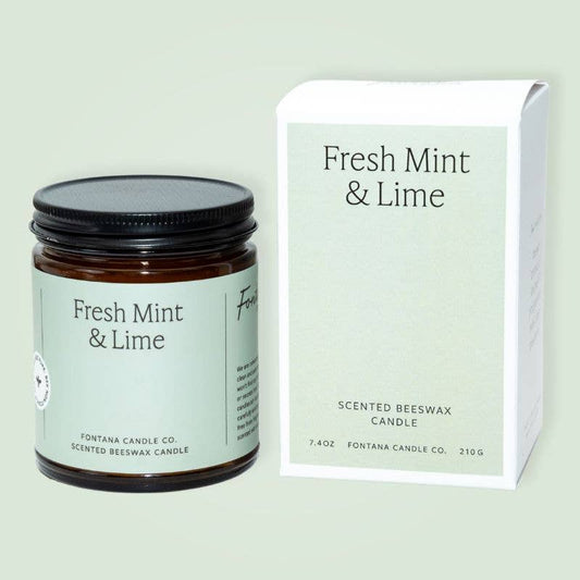 Fontana Fresh Mint & Lime Beeswax & Essential Oil Jar Candle