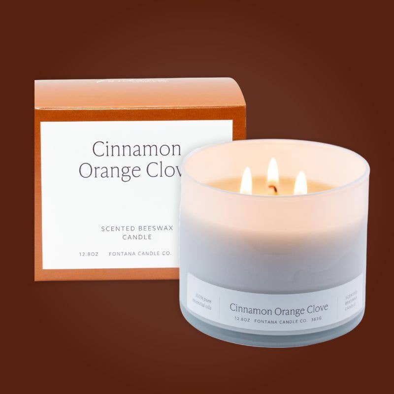 Fontana Cinnamon Orange Clove Beeswax & Essential Oil 3 Wick Candle